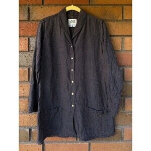 FLAX by Jeanne Engelhart Linen Artist Jacket Chore Coat VTG | Brown | Size Small